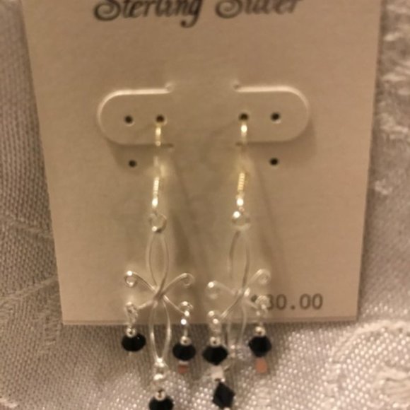 Kohls Sterling silver filigree jet drop earrings - Picture 2 of 6